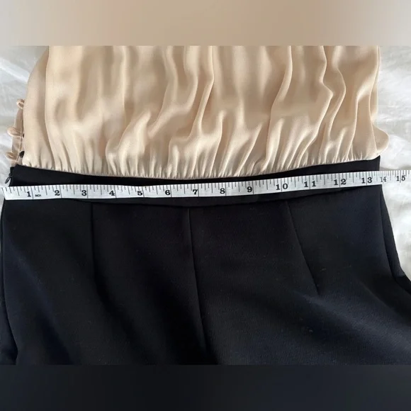 Zara Cream Black Pleated Long Sleeve Contrast Dress Size M (Runs Small) - Picture 10 of 13